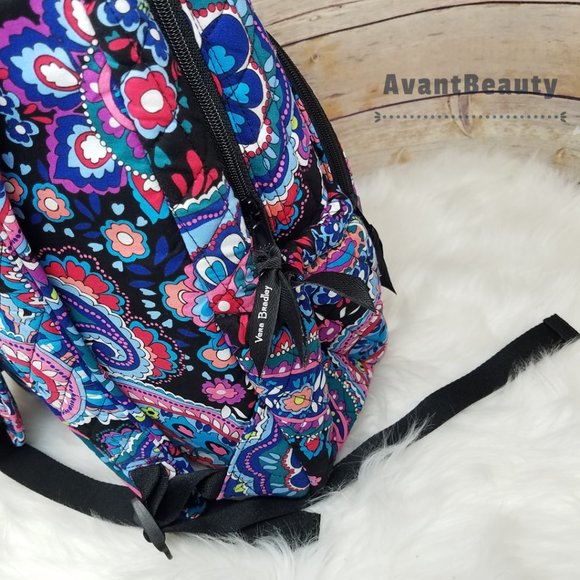 Vera Bradley Essential  Backpack Haymarket Paisley Blue Black Quilted Cotton New main image 7